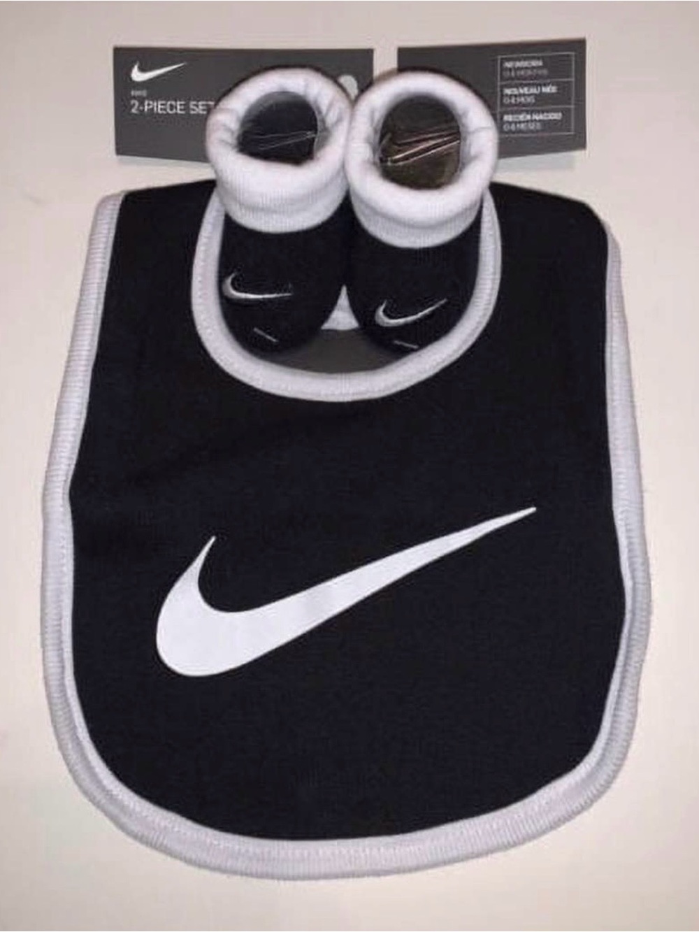 Nike Black and White Baby Bib with Matching Booties